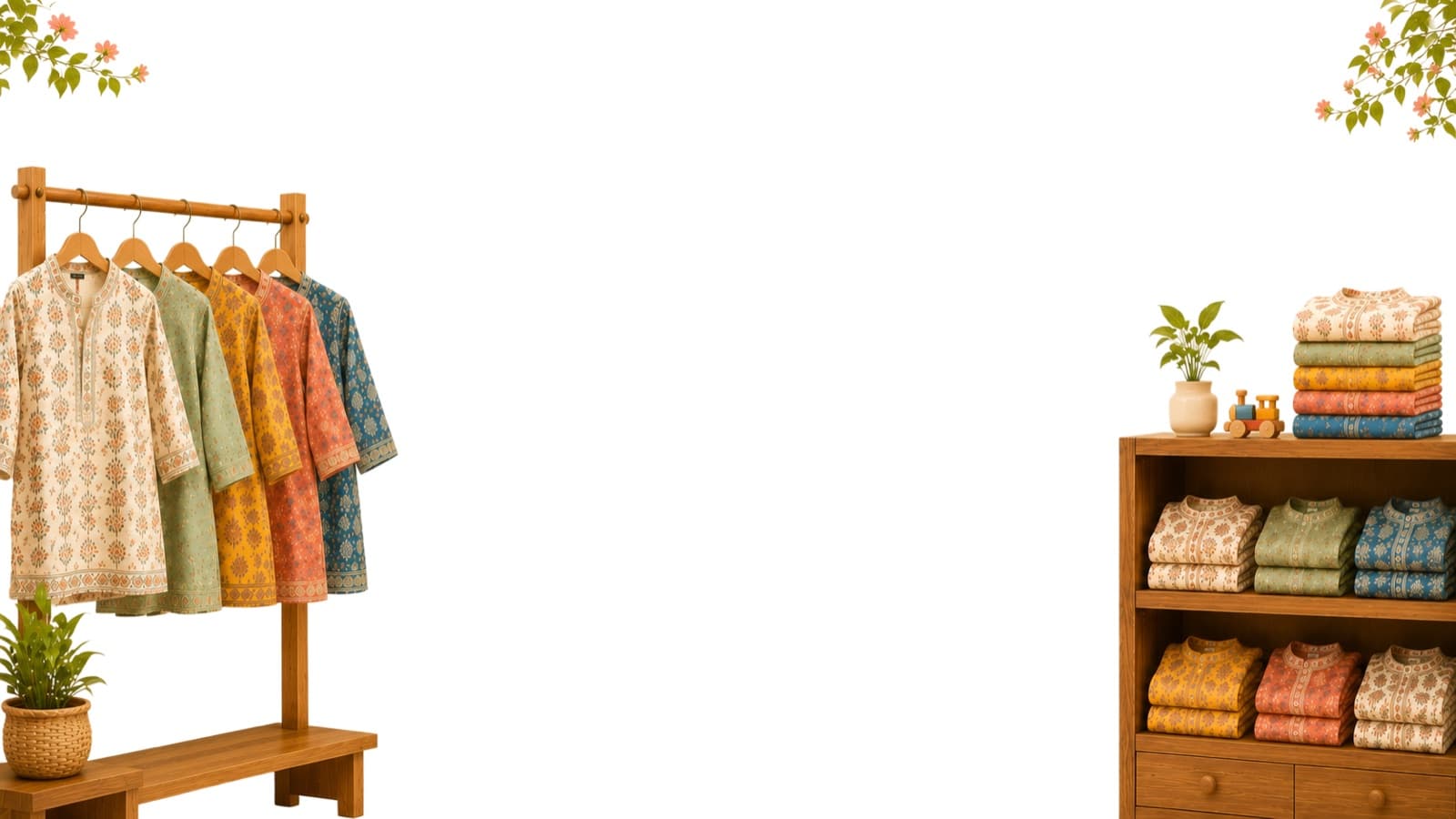 A wooden clothing rack of men's shirts inside the Haaty bazaar