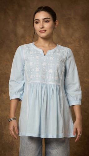 Womens embroidered cotton kurta