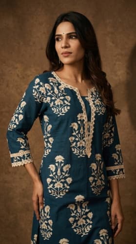Womens embroidered cotton kurta