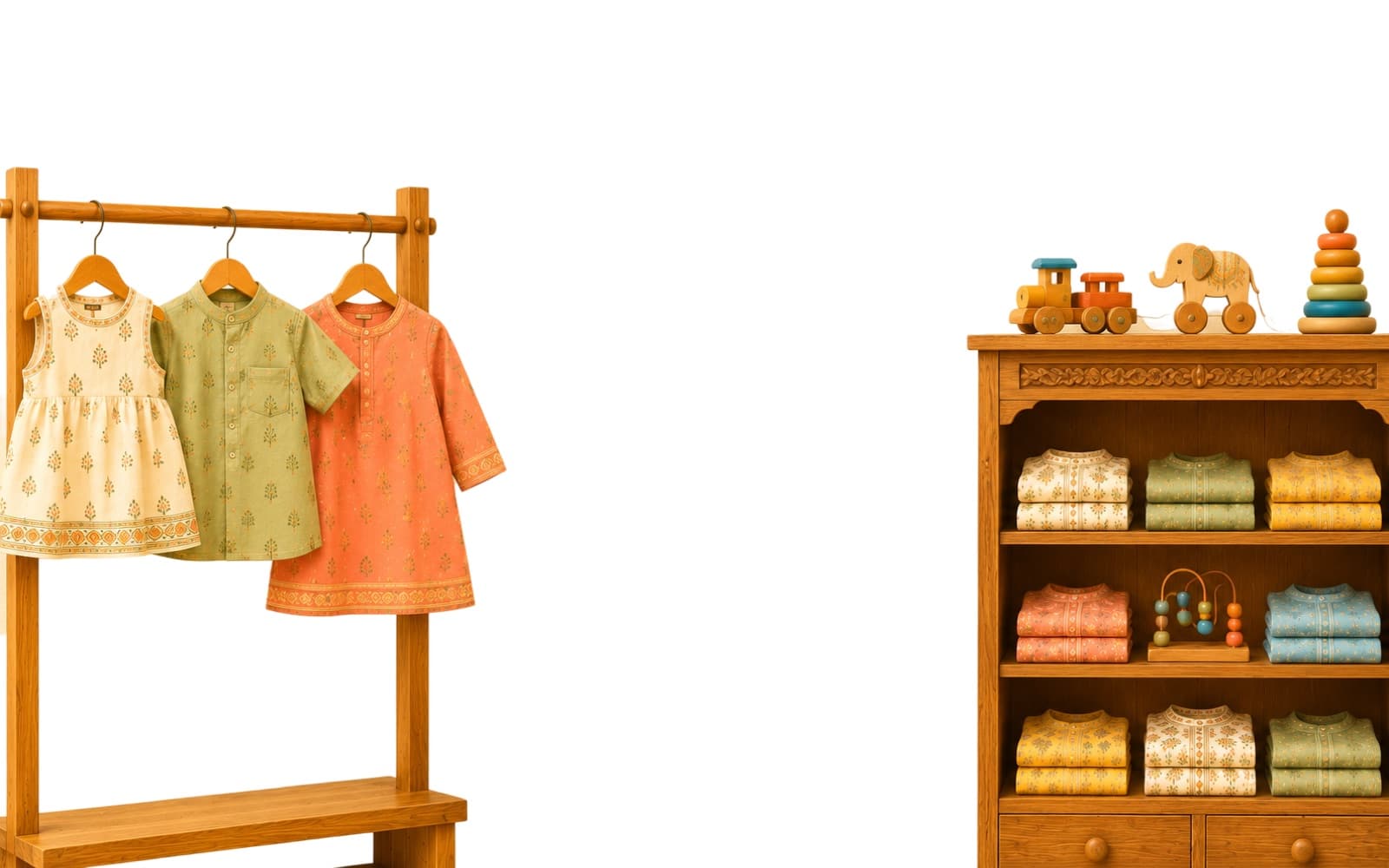 Children's clothing displayed inside the Haaty bazaar